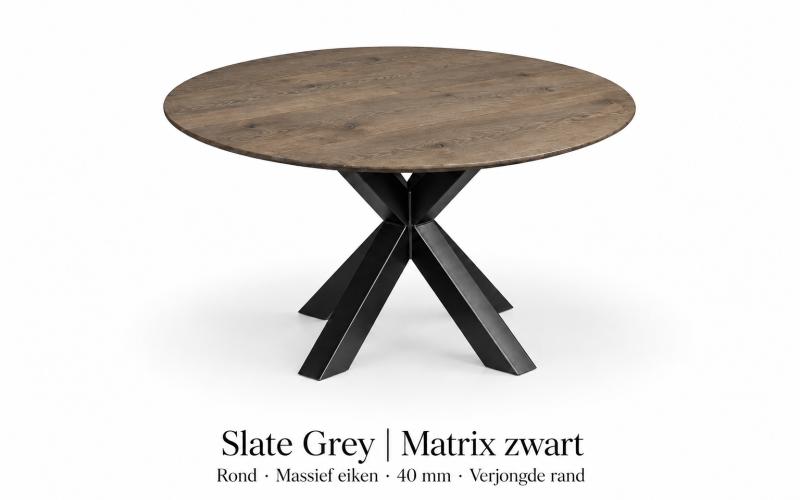 Ronde eiken eettafel 4 cm met verjongde rand &ndash; stel zelf samen